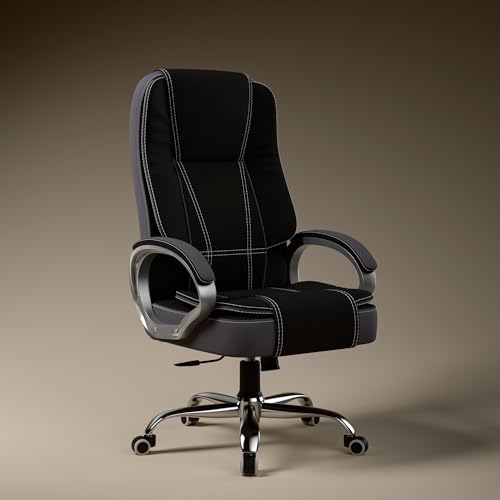 Image of Green Soul Vienna | Fabric Office Chair | Ergonomic Executive Boss Chair with Spacious Cushioned Seat | Heavy Duty Metal Base | High Back | 3 Years Warranty (Black & Grey)