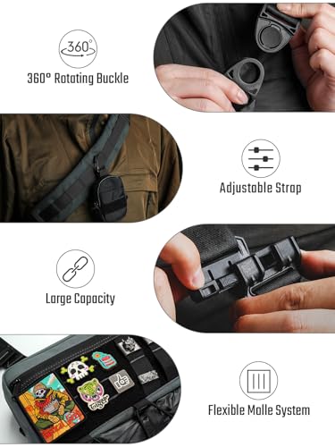 Miniatura 5 de Tactical Geek Bolsa De Hombro L3 Edc, Bolsa De Bandolera, Bolsa De Hombro, Nylon Cordura, Portátil Para Viaje, Cremallera Ykk, Bolsa Táctica De Hombro, Correa Ambidiestra De Senderismo, Small