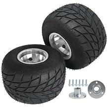 2 Pack 11x7.10-5" Go Kart Tires and Rims, Go Cart Wheels, Racing Tubeless Tire & Wheel & 23T Rear Axle Hubs for Drift Trikes, Mini Bike, ATV, Quad Aluminum Rim, 3 Lug Racer Rain Tire