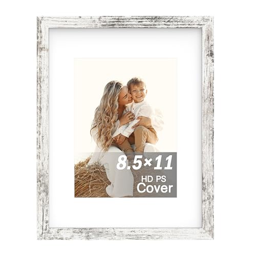 An&He 8.5x11 inch Picture Frame, White Simple Photo Frame for Decorative Artwork, Suitable for Tabletop, Desk, Bookshelf and Wall Display, Photo Gallery Decor