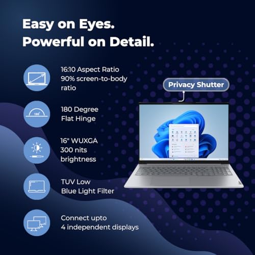 Image of Lenovo ThinkBook 16 Intel Core 7 240H 14th Gen (16GB /512GB SSD /Win 11 Home /Fingerprint Reader) 16 inch WUXGA IPS 300 Nits Antiglare Laptop /Aluminium Top /Arctic Grey /1Y Warranty /1.7Kg, 21SHA05DIG