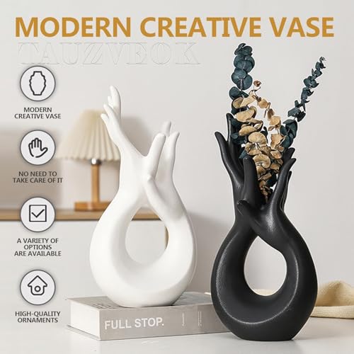 Vases en céramique moderne blanc abstrait fleur d'intérieur - 3