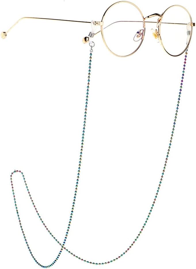 Colorful Eyeglass Chain Bead Bead Chain Clip Bead Chain is Not Easy to Fade Fashion Eyeglass Chain Anti-Loss(D)