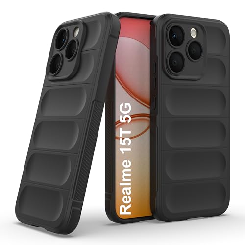 Image of amazon basics Back Case Cover for Realme 15T 5G | Compatible for Realme 15T 5G Back Cover | Liquid Silicon Magic Case with Camera Protection | Black