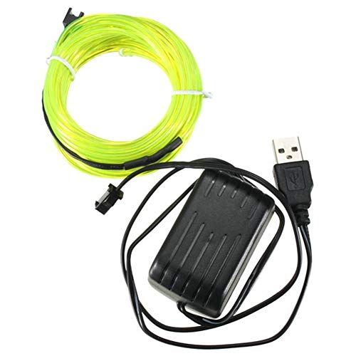 Good Quality 5M 5V Single Color USB Flexible Neon EL Wire Light Dance Party Decor Light (Color : Fluorescent Green)