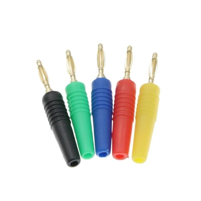 TSIOHKBS 100PCS 2MM Gold Plated Plug Electrical Connector Adaptor 5 Colors Black/Red/Yellow/Green/Blue (100PCS Color)