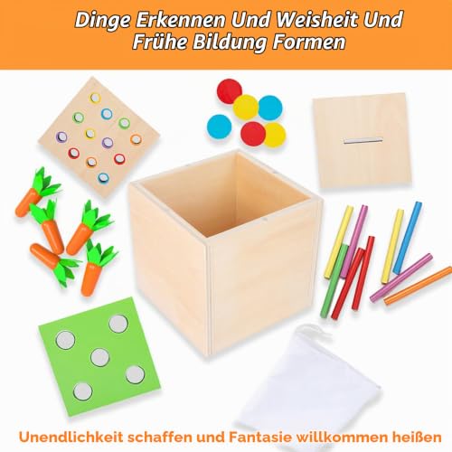 Adena Montessori Spielzeug ab 1 2 3 Jahr,Montessori Spielzeug Baby EnthäLt Karotten Ernte Spiele, Montessori Münzen Box für 6-12 Monate… – Ansicht 6
