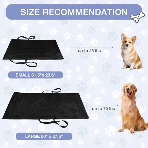 Pawsse Wasserdicht Hundedecke für Unterwegs 80 x 60cm, Outdoor Hundematte Waschbar Hundekissen zum Mitnehmen, Faltbare Hundebett für Reise Auto Camping, Schwarz