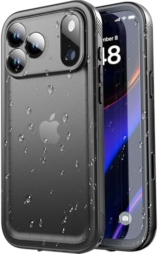 SPORTLINK für iPhone 18 Pro & 17 Pro wasserdichte Hülle 360 Grad, Schwarz | Outdoor Handyhülle mit Kameraschutz und Displayschutz, militärischer stoßfester Panzerhülle, IP68 waterp