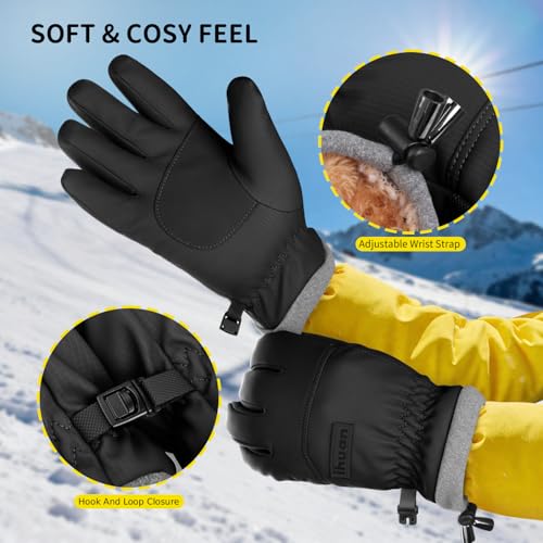 ihuan Kids Winter Waterproof Ski Gloves, Snowboarding Touchscreen Snow Cycling Running Gloves for Boys Girls - Image 6