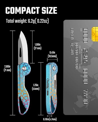 Image of KeyUnity KK05 Titanium Mini Pocket Knife, 1.06-Inch Blade, Crackle | Lightweight EDC Knife for opening packages and snack wrappers, removing clothing tags, and handling everyday tasks