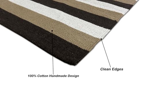 Image of 2x5 ft Cotton Runner Rug - Soft & Breathable Carpet for Indoor-Outdoor Use with Geometric Detailing