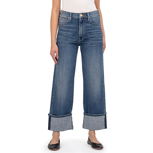 KUT from the Kloth Women's Sienna High-Rise Wide Leg-roll Up in Alert