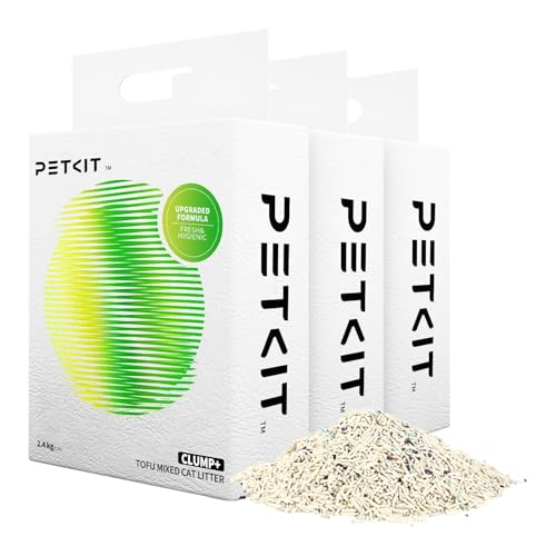 PETKIT Lettiera per Gatti Agglomerante, Lettiera Mista Tofu Bentonite per Gatti,Risciacquabile,Super Assorbente,Elimina Gli Odori e la Polvere(2.4kg×3 Confezioni), 7.2KG