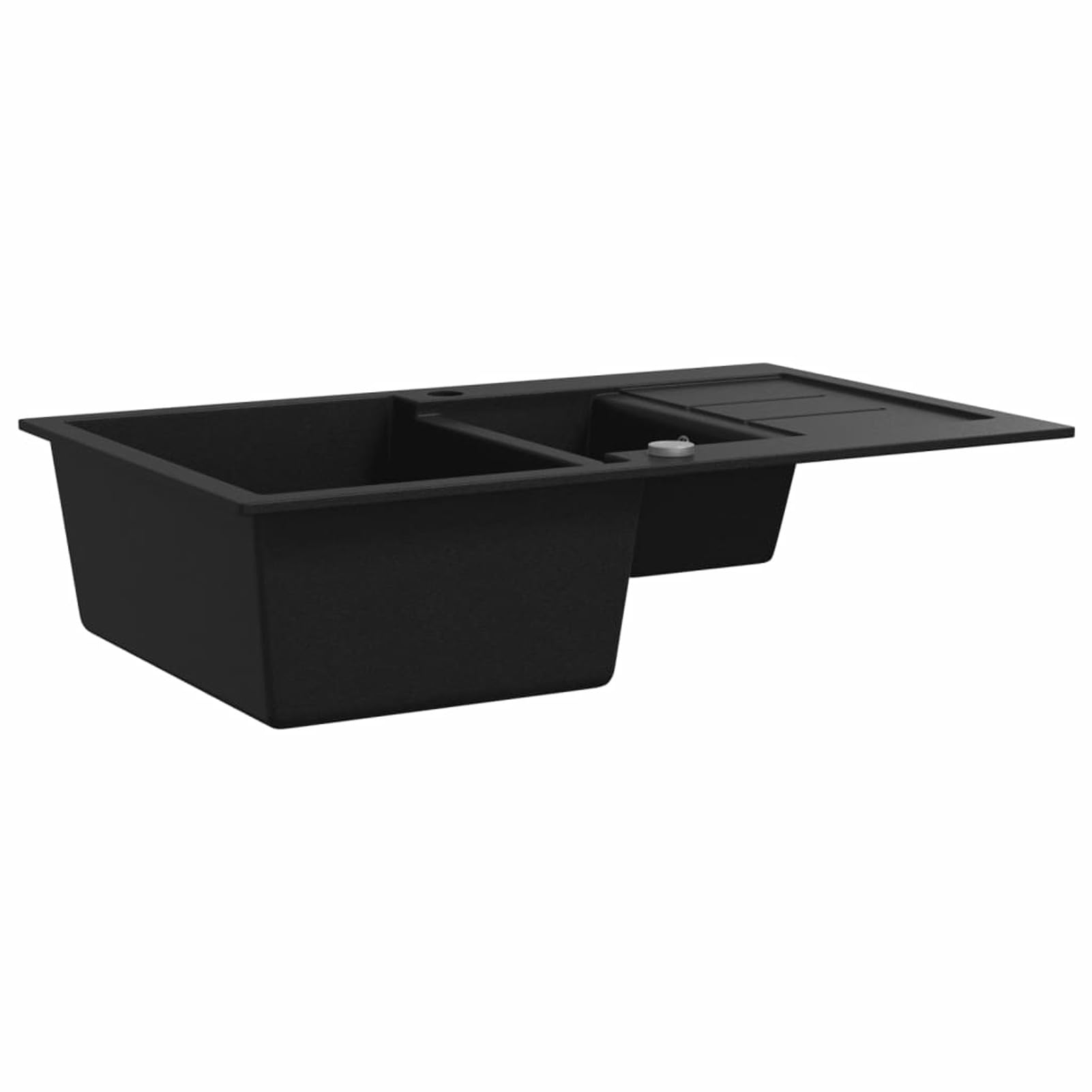Fregadero de Cocina de Granito Negro - 80% Cuarzo, 20% Resina, Reversible, 800x500x306mm, Instalación Sobrepuesta
