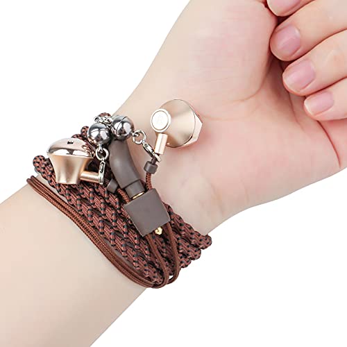 Urizons Earbuds For Kids Earphones Bracelet - Nylon Braided Wired Headphones With Microphone Remote For Iphone Live Streaming 3.5Mm Jack Tangle Free Cord #TOP6