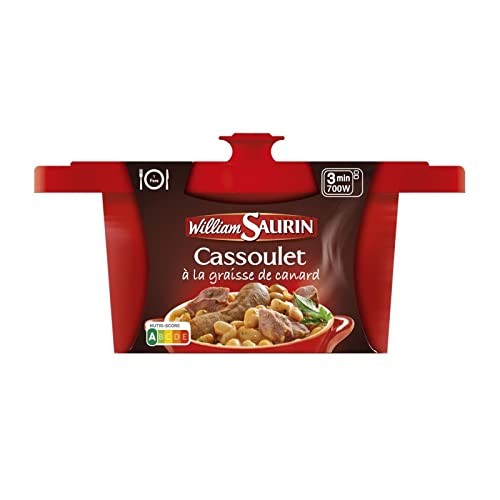 WILLIAM SAURIN Cassoulet De Porc À La Graisse D'Oie En Cocotte - 400G de Pur Délice Français pour les Gourmands Exigeants! - Lot De 3 - Vendu Par Lot