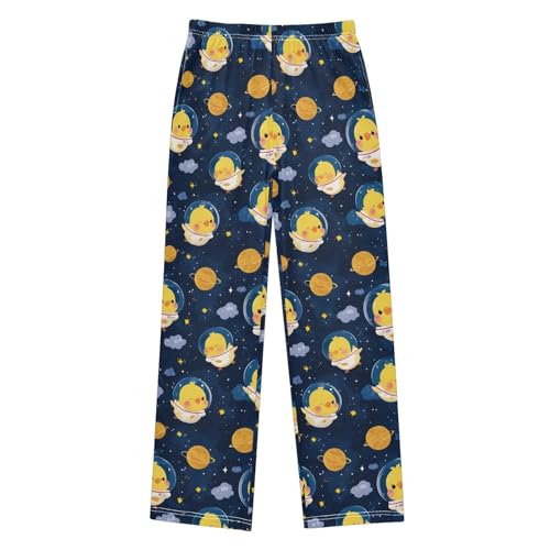 ALAZA Chicken Astronaut Solar System Pajama Lounge Pants Long Sleep Pajama Bottoms with Pockets
