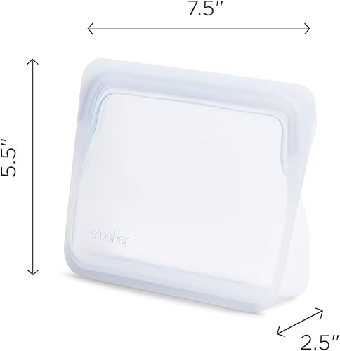 Miniatura 6 de Stasher Bolsa de almacenamiento reutilizable de silicona de platino de grado alimenticio, Aqua (mini con base), reduce el plástico de un solo uso,