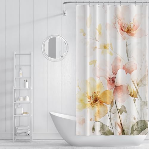 Rideau de douche pivoine aquarelle 100x180cm en polyester imperméable à séchage rapide - 4