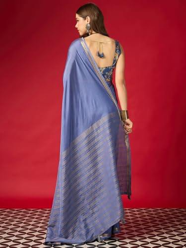 Image of AKHILAM Women's Mysore Silk Ethnic Motif Printed Saree With Unstitched Blouse Piece