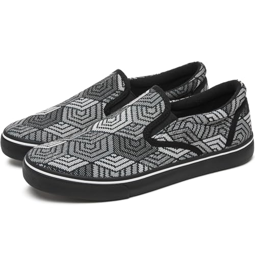 Image of yageyan Mens Slip on Sneakers Loafers Shoes Canvas Black Shoes Canvas Blue Casual Fashion Shoes