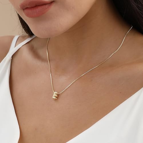 Image of Personalized Bubble Letter Initial Necklace, 14K Gold Plated, Dainty Pendant for Women, Trendy Gold Jewelry