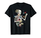 Cool Skeleton Plant Nature Flower Halloween T-Shirt