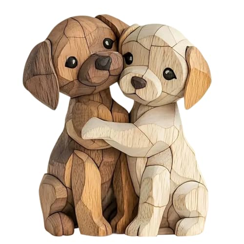 Hunde Holz Deko, 2D Flache Holzfiguren, Niedliches Hunde Holzfigur, Gemütliche Deko Figur Ornamente...