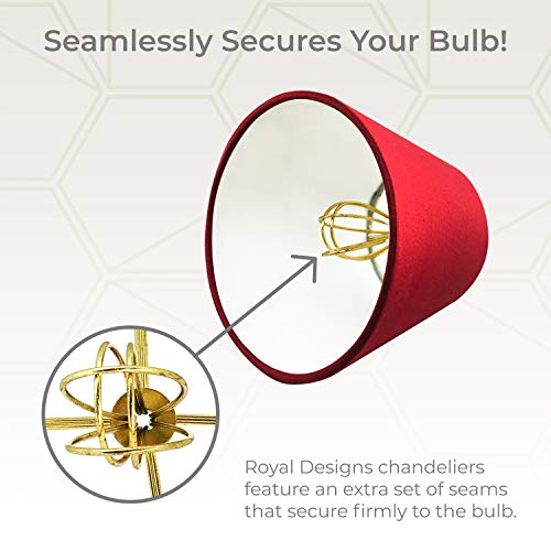 Image of Royal Designs, Inc. CS-1103-5RED-6 Textured Linen Empire Chandelier Shade, 3 x 5 x 4.5, Red, 6-Pack