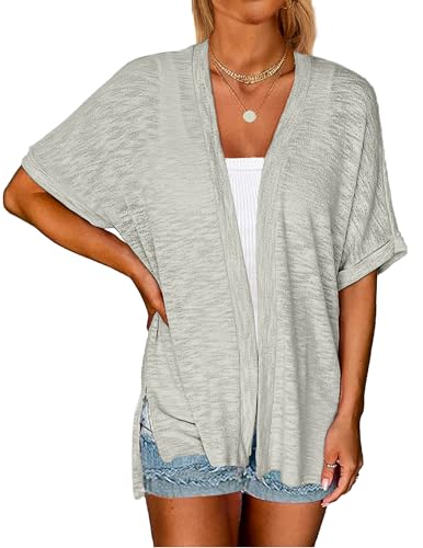 Image of Yekaty Lightweight Cardigans for Women Casual Summer Short Sleeve Cardigan Open Front Beach Coverups 2026