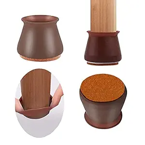 Upgraded 16PCS Chair Leg Protector Felt Bottom Soft Silicone Furniture Foot Protector Pads, Free Moving Invisible Table Leg Covers, Stool Leg Protectors Caps Prevent Scratches and Noise(Dark Walnut)