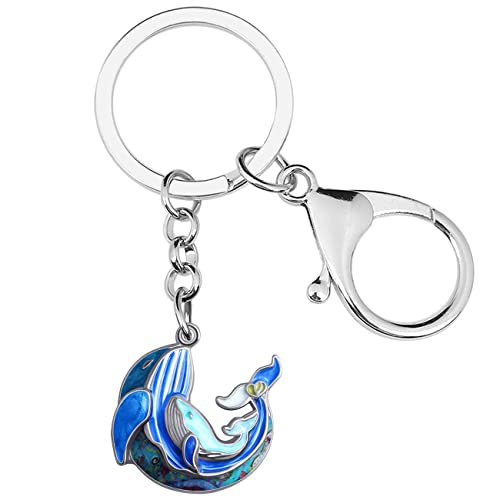 DALANE Día de la Madre Llaveros Ballena Esmaltada Pescado Llavero Coche Dijes Novedad Ballena Joyería Regalos para Mujeres Niñas (Azul)