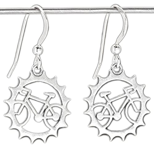 Sterling Silver Bicycle Earrings - Cyclist, Bike Lover Gift - Handmade, Solid .925
