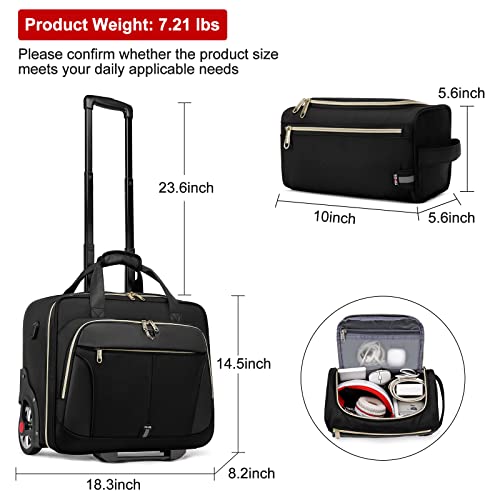 Rolling Laptop Bag, 17.3 Inch Rolling Briefcase For Men & Women,Laptop Briefcase On Wheels, Overnight Bags With Carry On Bag, Water-Proof Travel Bag With Usb Port For Business Travel School #TOP2