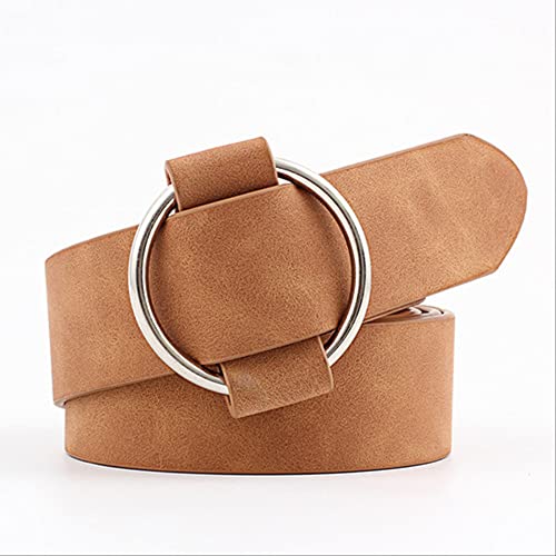 XRHYJK Femmes Robe Ceintures Femme Casual Boucle Ronde Large Ceintures pour Femmes Robe Jeans Ceinture Femme Dames Faux Daim Cuir Lanières Ceinture Noir Rose Rouge 103Cm Camel Cover