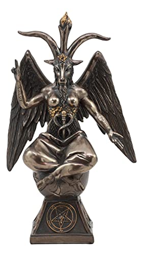 Ebros Eliphaz Levi Sabbatic Goat Baphomet Statue 9.25" Tall Solve Coagula Idol Figurine Golden Calf Goat of Mendes Decorative Sculpture