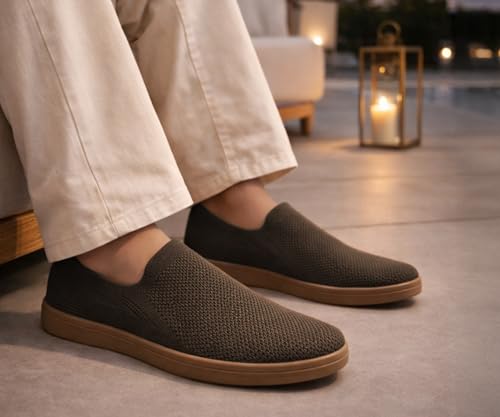 Image of Kraasa Men's Casual Slip-On Loafers | Soft Knitted Upper Breathable Flex Upper | Lightweight Comfort Shoes | TPR Sole