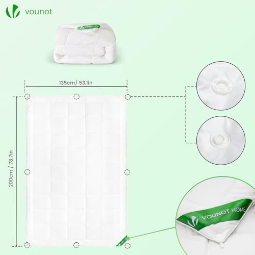 Vounot® Piumone Letto Singolo 135X200 Cm, Piumino Caldo 300 Gsm Per 4 Stagioni, Trapunta Autunnale E Invernale, 100% Microfibra, Bianco - 7