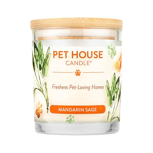 One Fur All Pet House Fall Candles, Long Lasting, Clean Burning, Soy Wax Scented Candles for Pet Odor, Mandarin Sage