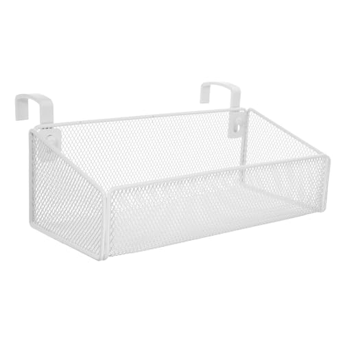 HOOTNEE Cesta Colgante De Almacenamiento De Metal Pequeña Blanca Con Gancho De 4.6 Cm, Organizador Resistente Para Dormitorio y Oficina, Uso Multipropósito Cama, Apartamento y Residencia Estudiantil
