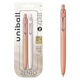 Uni-ball Zento Gel Ink Rollerball Pens, 2 Black Medium Point Smooth Writing Pens, Colored Japanese Pens, Boho Colors