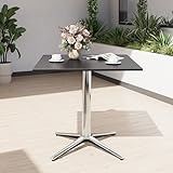 PHI VILLA 2in1 80×80×74,5cm Gartentisch Esstisch Eckig Wetterfest Kleiner Tisch Bistrotisch Multifunktionstisch Schwarz für Garten Balkon Küchen