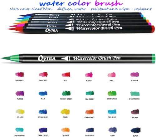 Image of Oytra Brush Pen Set Of 24 Shades For Calligraphy Water Color Art Supplies Sketch Pens For Painting Coloring Journaling Drawing For Artists Professionals Adults, Multicolor