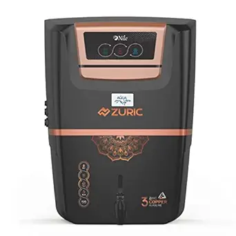 Aqua Libra Water Purifier Copper + RO + UV + UF + TDS Control + UV In-tank | 15LPH Output | 10L Storage Black Color