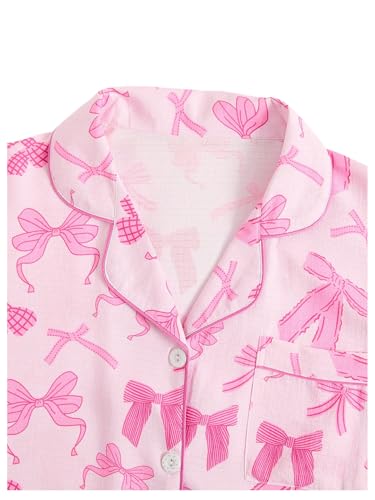 Image of Verdusa Pajamas For Women Set 2 Piece Cute Pjs Sleepwear Lounge Sets | Pj Sets For Woman, Button Down Shirts With Pajama Shorts, Cute Print, Comfy Sets