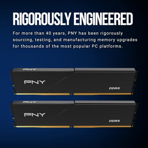 Image of PNY DDR5 32GB (2x16GB) 5600MHz CL46 Low Profile Desktop Memory Kit | PC5-44800, CL46, 1.1V, 288-Pin, RAM, Compatible: 5200MHz, 4800MHz - MD32GK2D5560046LP