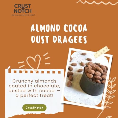 Image of CrustNotch Premium Almonds Coco Dust Dragees | Whole Almonds in Rich Milk Chocolate with Cocoa Powder Dusting | Gourmet Double Chocolate Covered Nuts | Perfect Indulgence | 200g