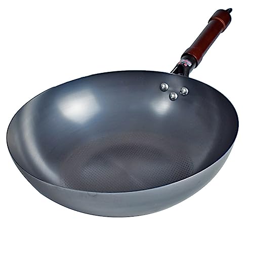 Wok de acero al carbono con tapa y superficie antiadherente