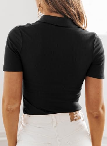 Dokotoo Womens Polo Shirts Short Sleeve Collared V Neck T Shirts Summer Blouses Business Casual Tops3